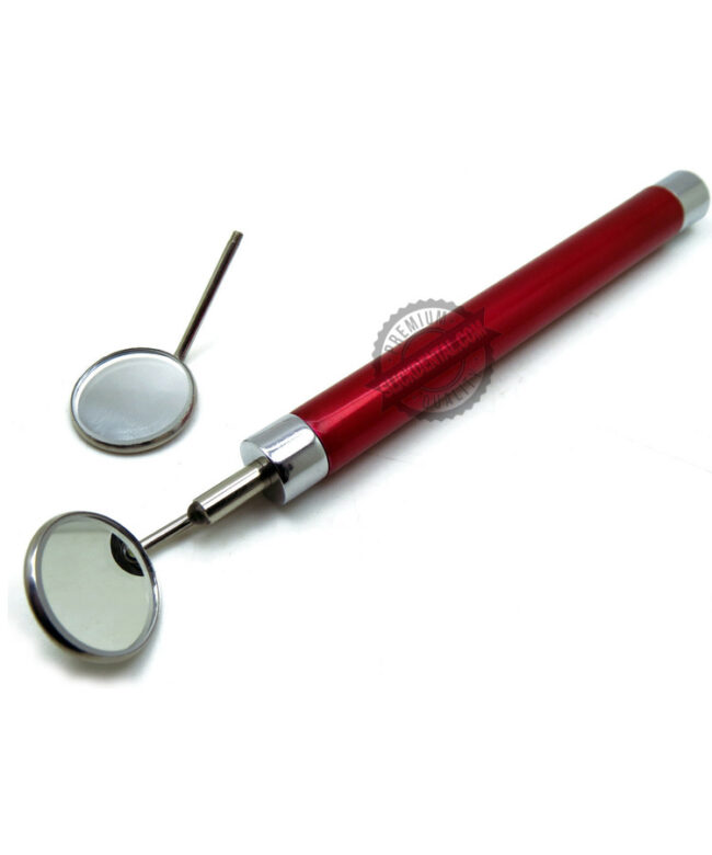 Dental Examination Mirror Red Handle Bright Light W Mirror #4 & #5