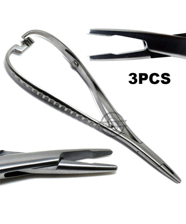 Mathieu's Needle Holder 14cm Notch Tip Forceps Dental Orthodontics Tools 3Pcs
