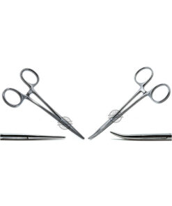 Mosquito Hemostat Straight & Curved Forceps 5 Locking Handle Surgical Tool 2 Pcs