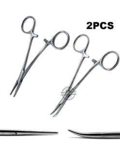 Mosquito Straight & Curved Forceps 5" Locking Handle Surgical Instruments 2Pcs